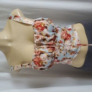 NWT Cider Women's Spring Summer Floral Milkmaid Corset Crop-top Size XL